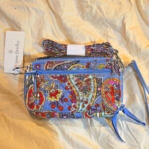 Vera Bradley Blue Paisley Women's RDIF Crossbody *nwt